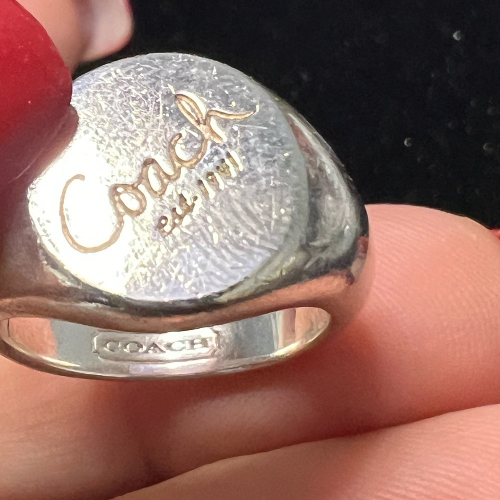 COACH 925 STERLING SILVER VINTAGE SIGNET RING.   SOLID HEAVY